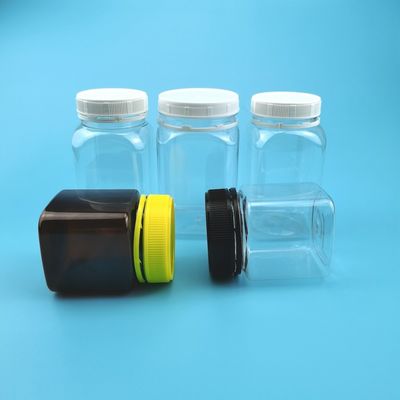 la comida plástica de la medicina 320ml sacude la botella cuadrada del ANIMAL DOMÉSTICO de la miel con el casquillo evidente del pisón