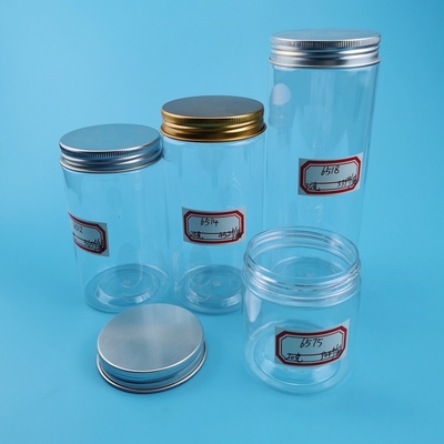 tarro del animal doméstico del plástico transparente de 120ml 200ml 250ml 500ml con la categoría alimenticia de aluminio de la tapa