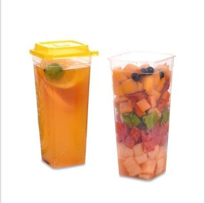 Tazas plásticas de los PP de la burbuja del cuadrado 24Oz 500ml Boba de un sólo recinto