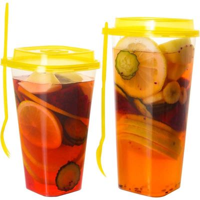 Tazas plásticas de los PP de la burbuja del cuadrado 24Oz 500ml Boba de un sólo recinto